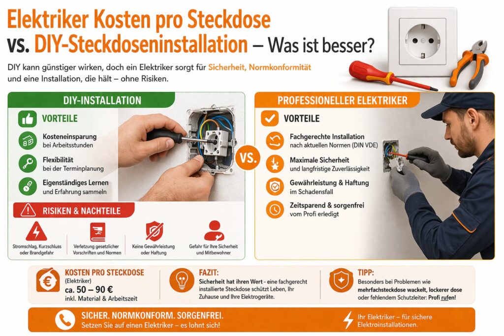 Elektriker Kosten pro Steckdose vs. DIY-Steckdoseninstallation – Was ist besser?