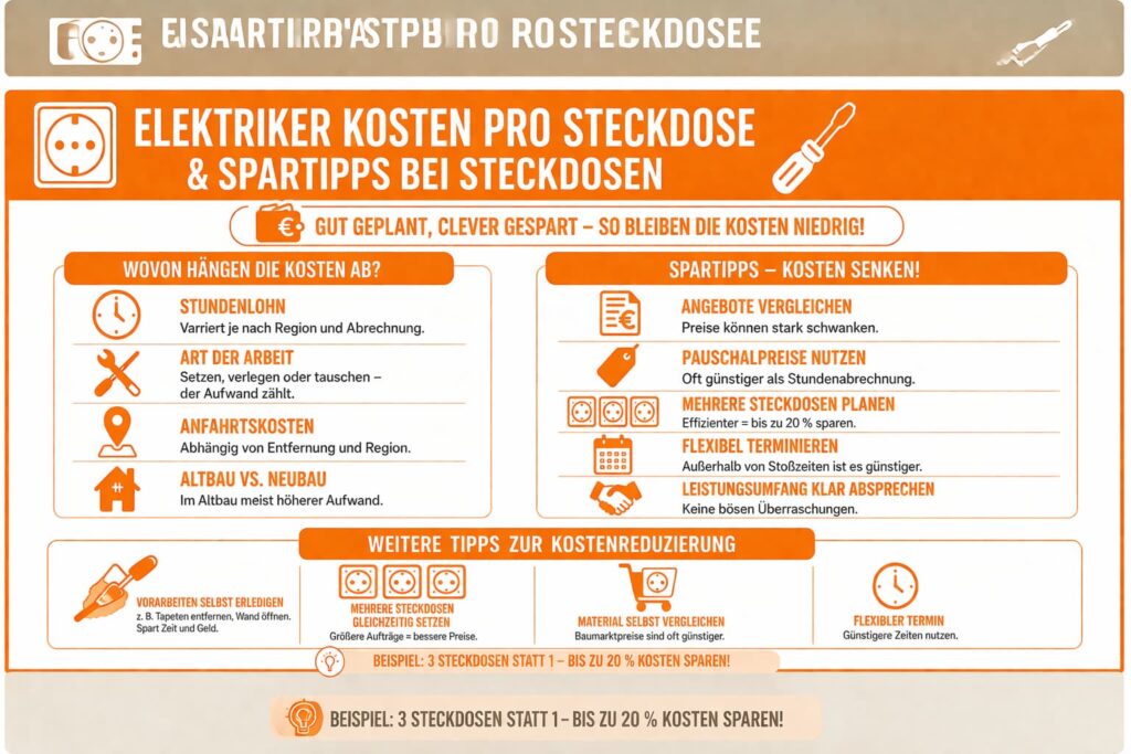Elektriker Kosten pro Steckdose & Spartipps bei Steckdosen