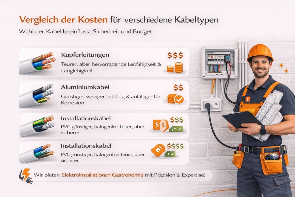 Vergleich der Kosten für verschiedene Kabeltypen