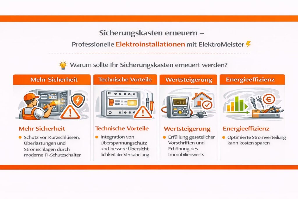Sicherungskasten erneuern – Professionelle Elektroinstallationen mit ElektroMeister ⚡