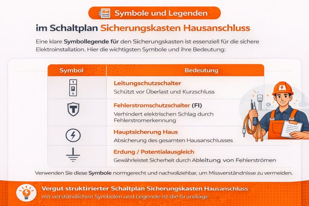 Symbole und Legenden im Schaltplan Sicherungskasten Hausanschluss