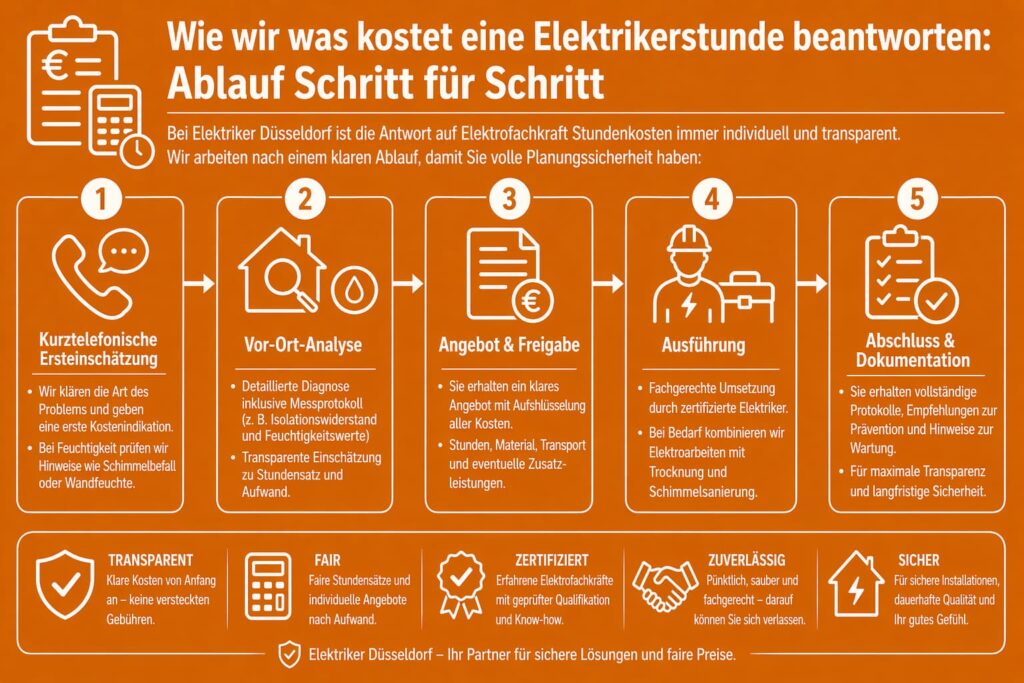 Wie wir was kostet eine Elektrikerstunde beantworten: Ablauf Schritt für Schritt