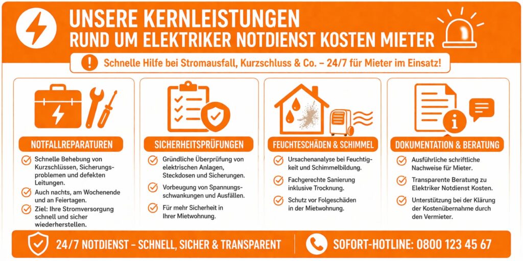 Unsere Kernleistungen rund um Elektriker Notdienst Kosten Mieter
