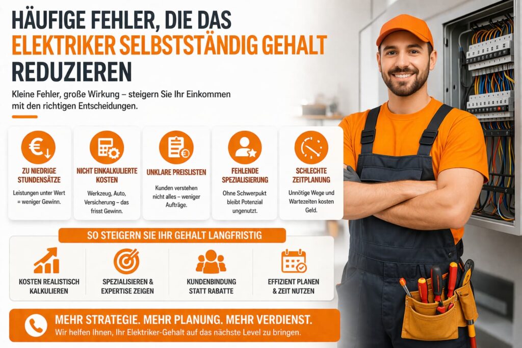 Häufige Fehler, die das Elektriker selbstständig Gehalt reduzieren
