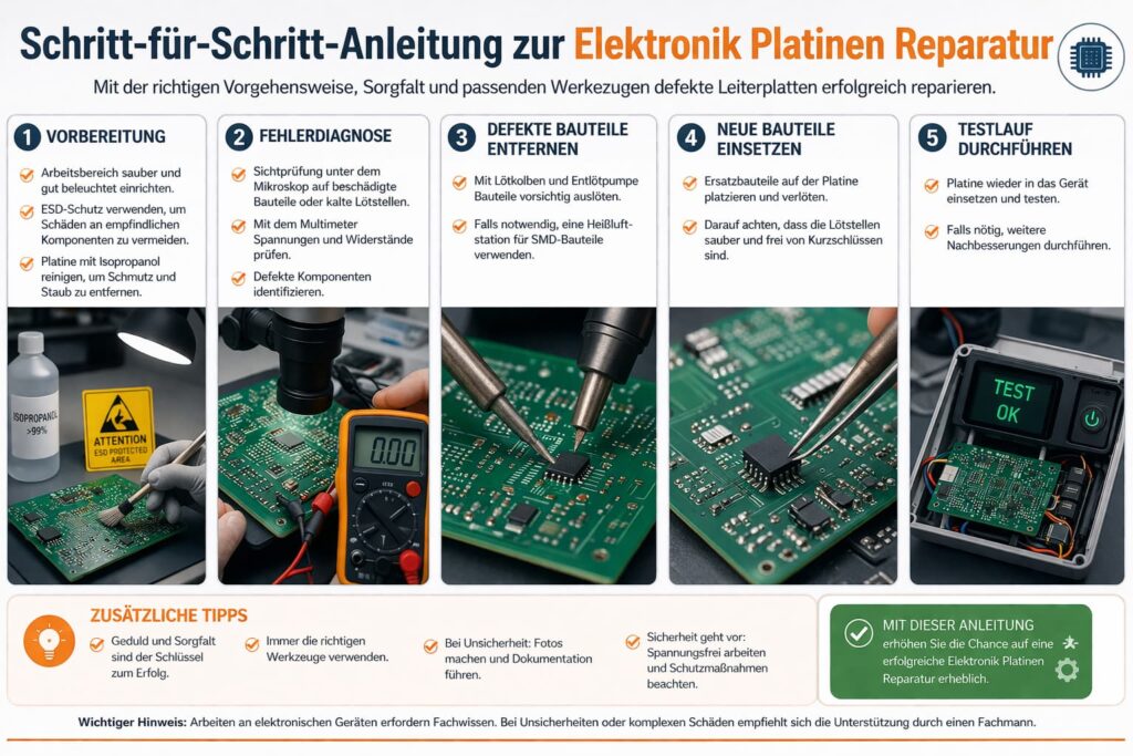 Schritt-für-Schritt-Anleitung zur Elektronik Platinen Reparatur