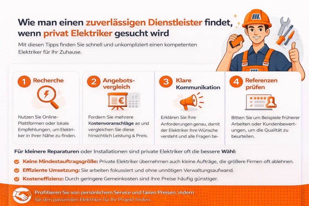 Wie man einen zuverlässigen Dienstleister findet, wenn privat Elektriker gesucht wird