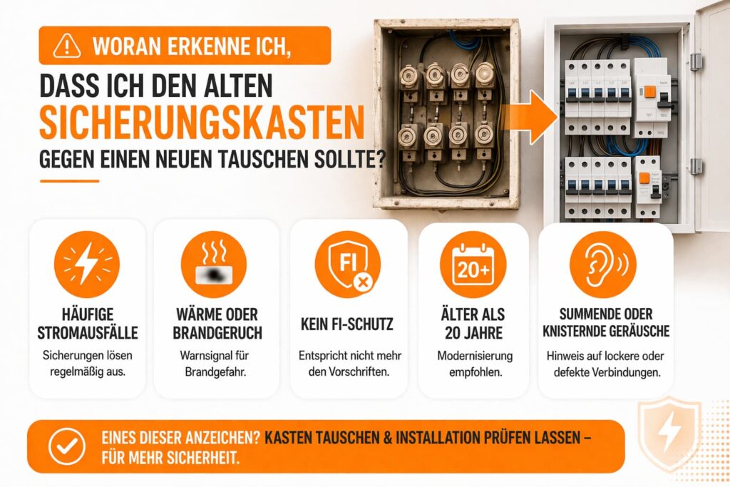 Woran erkenne ich, dass ich meinen alten Sicherungskasten gegen einen neuen tauschen sollte?