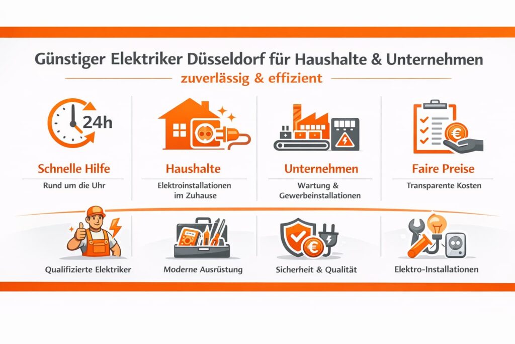 Günstiger Elektriker Düsseldorf für Haushalte & Unternehmen – zuverlässig & effizient