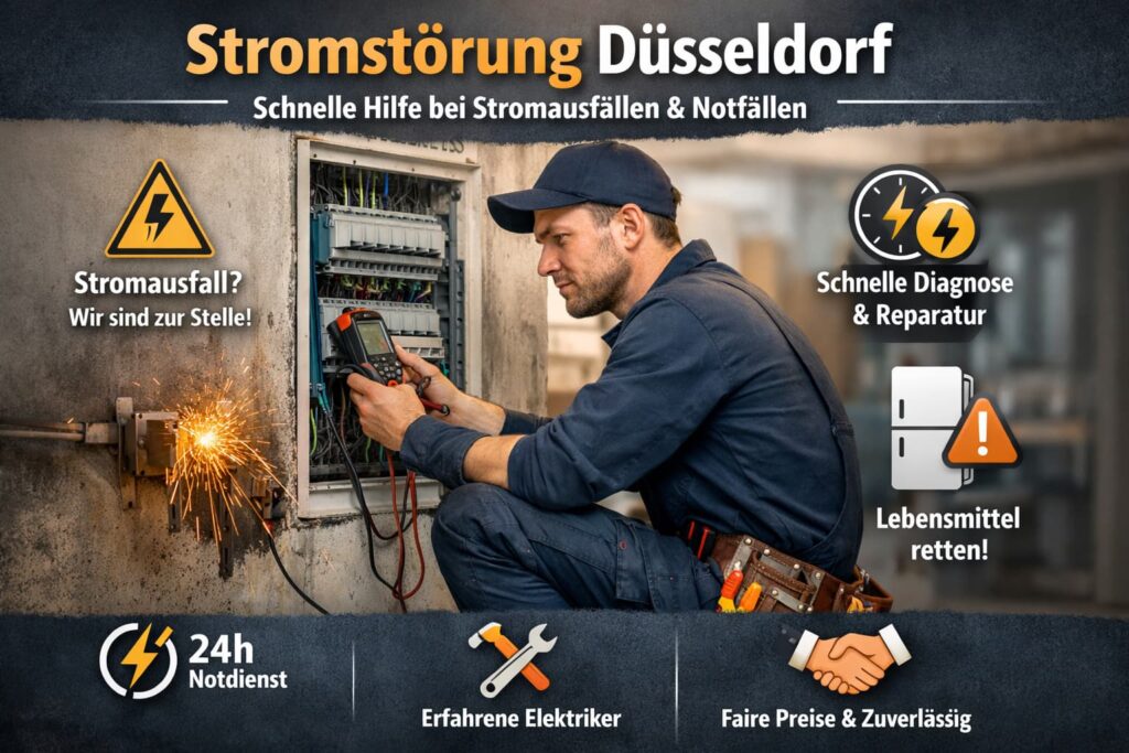 Elektriker behebt Stromstörung in Düsseldorf mit schneller Notfallhilfe und moderner Diagnose