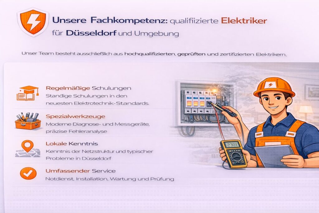 Unsere Fachkompetenz: qualifizierte Elektriker für Düsseldorf und Umgebung