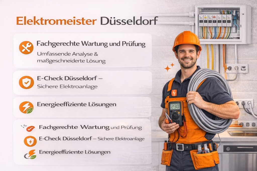 Elektromeister Düsseldorf – fachgerechte Montage, Wartung & energieeffiziente Lösungen