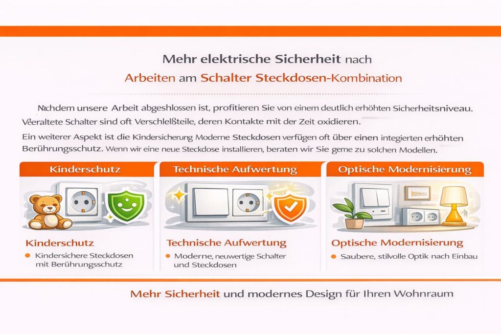 Mehr elektrische Sicherheit nach Arbeiten am Schalter Steckdosen-Kombination