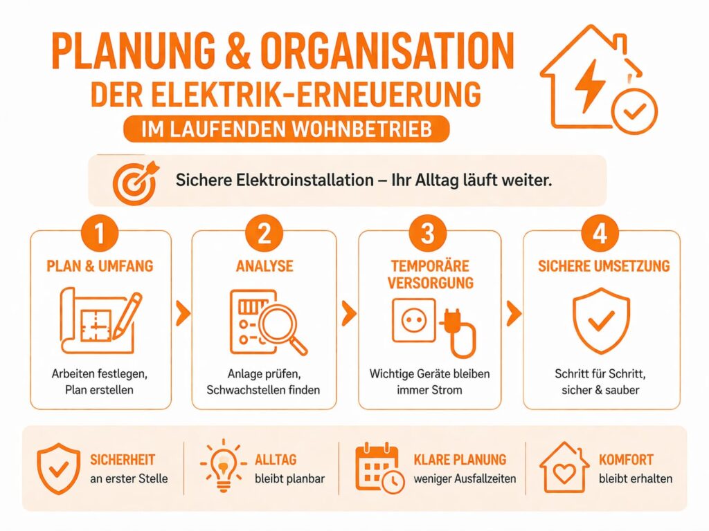 Planung und Organisation der Elektrik-Erneuerung im laufenden Wohnbetrieb