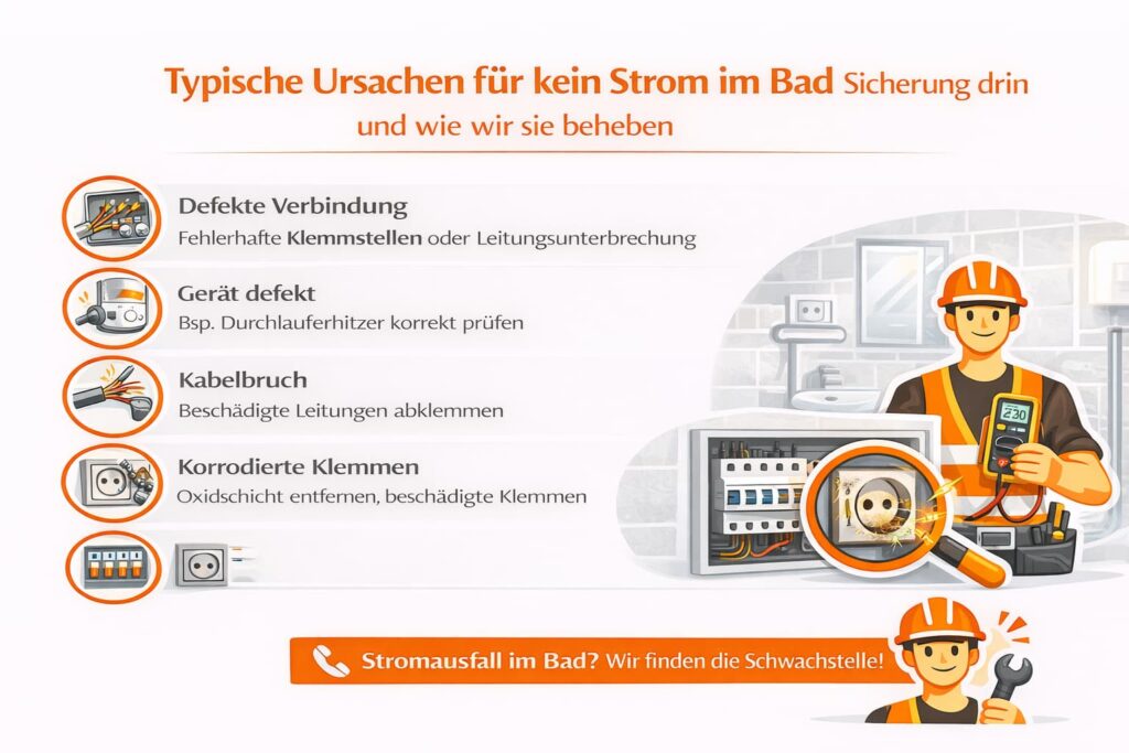 Typische Ursachen für kein Strom im Badezimmer und wie wir sie beheben