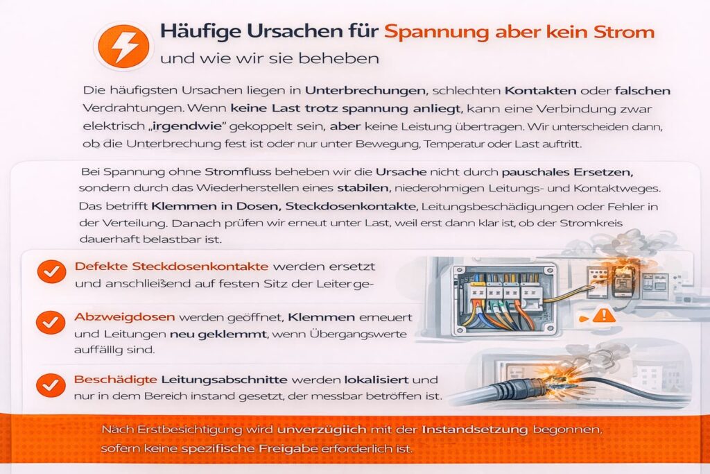 Häufige Ursachen für Spannung aber kein Strom und wie wir sie beheben