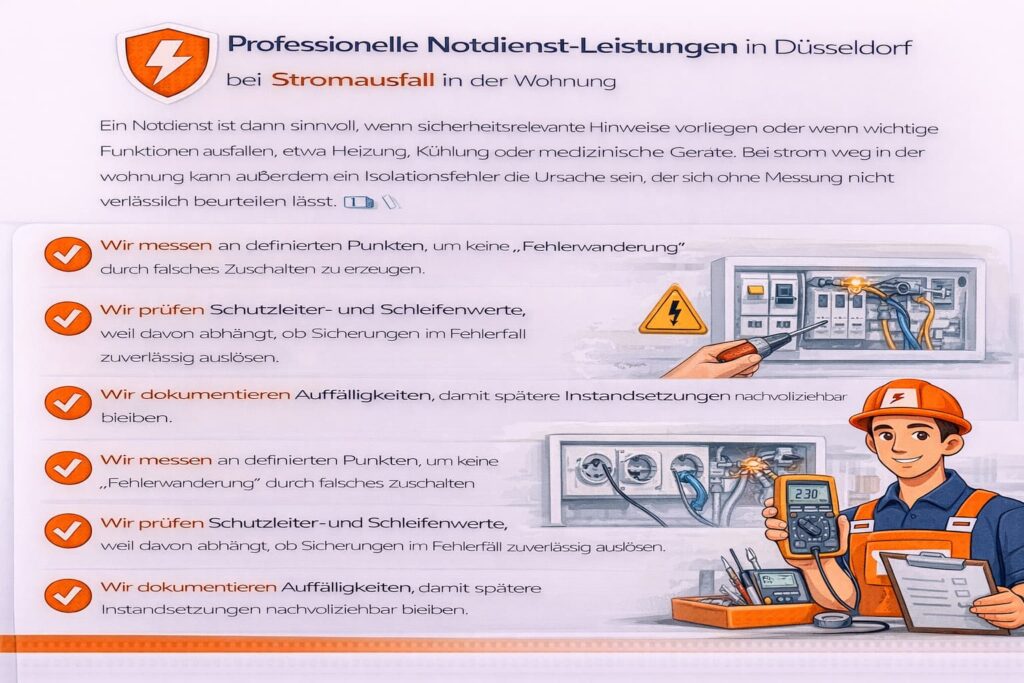 Professionelle Notdienst-Leistungen in Düsseldorf bei Stromausfall in der Wohnung