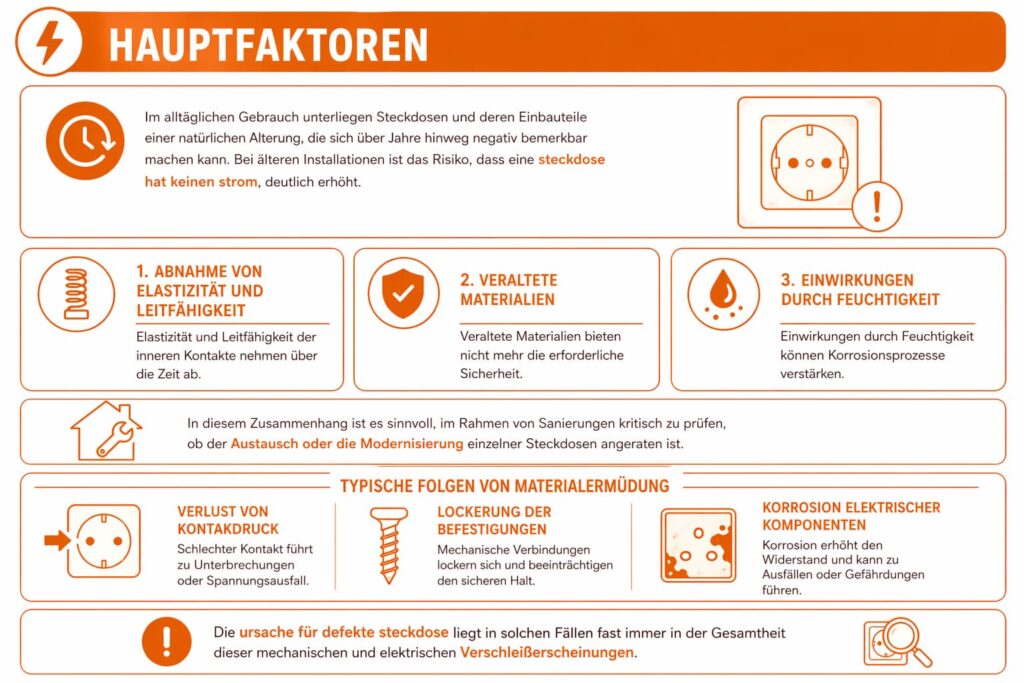 Ursache für defekte Steckdose: Alterung und Verschleiß als Hauptfaktoren
