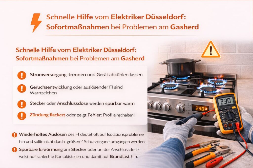 Schnelle Hilfe vom Elektriker Düsseldorf: Sofortmaßnahmen bei Problemen mit dem Gasherd