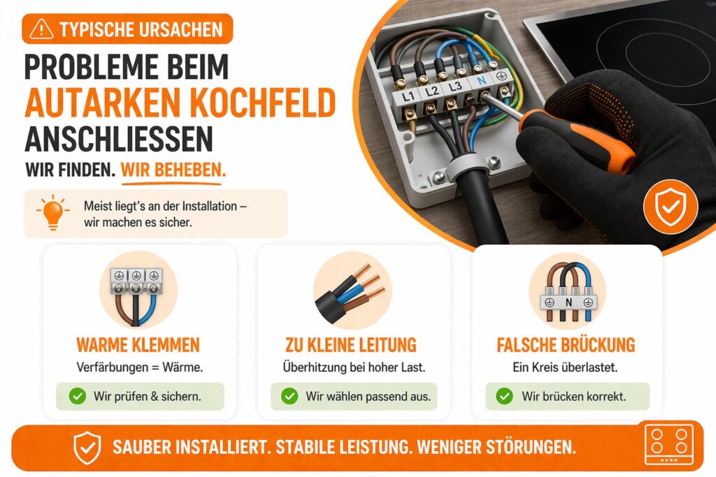 Typische Ursachen für Probleme beim autarken Kochfeld anschließen und wie wir helfen