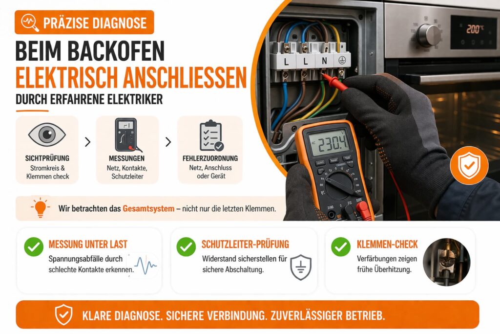 Präzise Diagnose und Fehleranalyse beim Backofen elektrisch anschließen durch erfahrene Elektriker