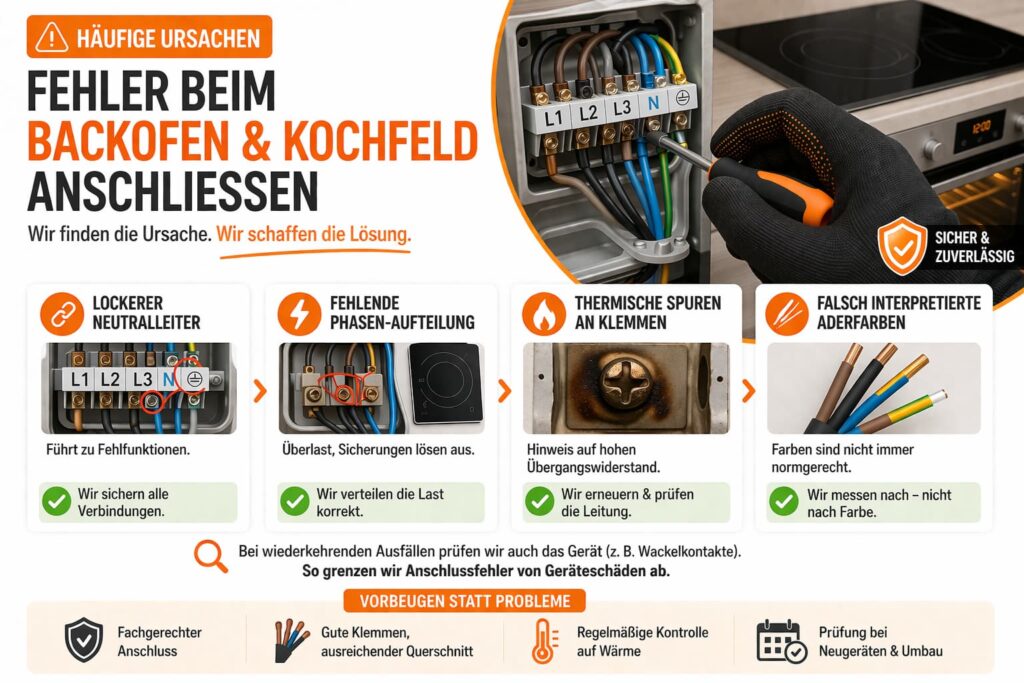 Häufige Ursachen für Fehler beim Backofen und Kochfeld anschließen und wie wir sie beheben