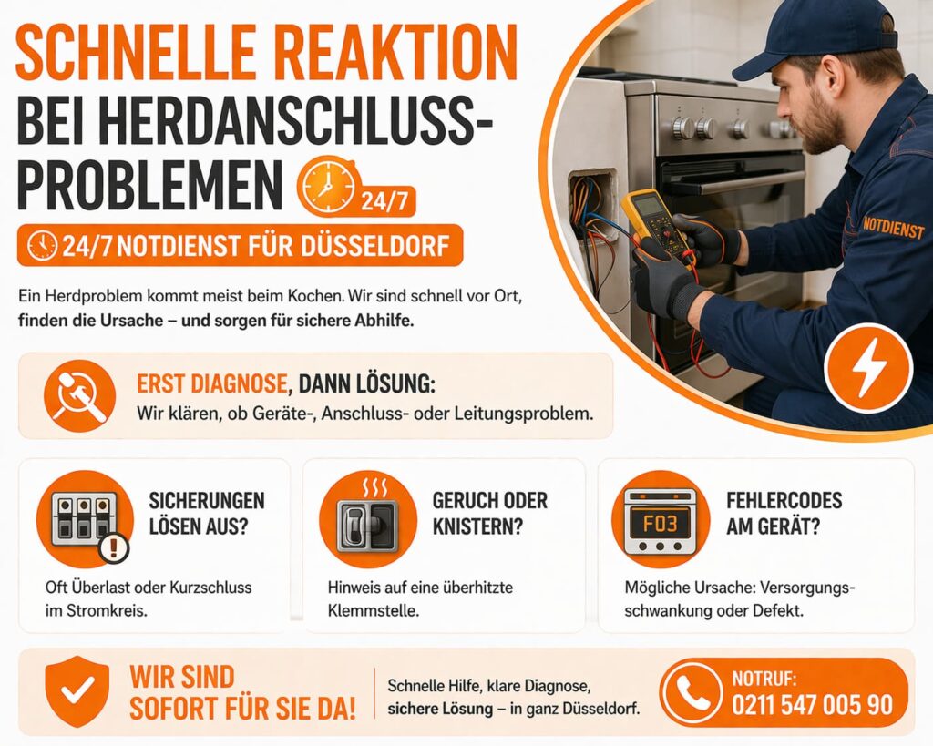 Schnelle Reaktion bei Herdanschluss-Problemen – unser Notdienst für Düsseldorf