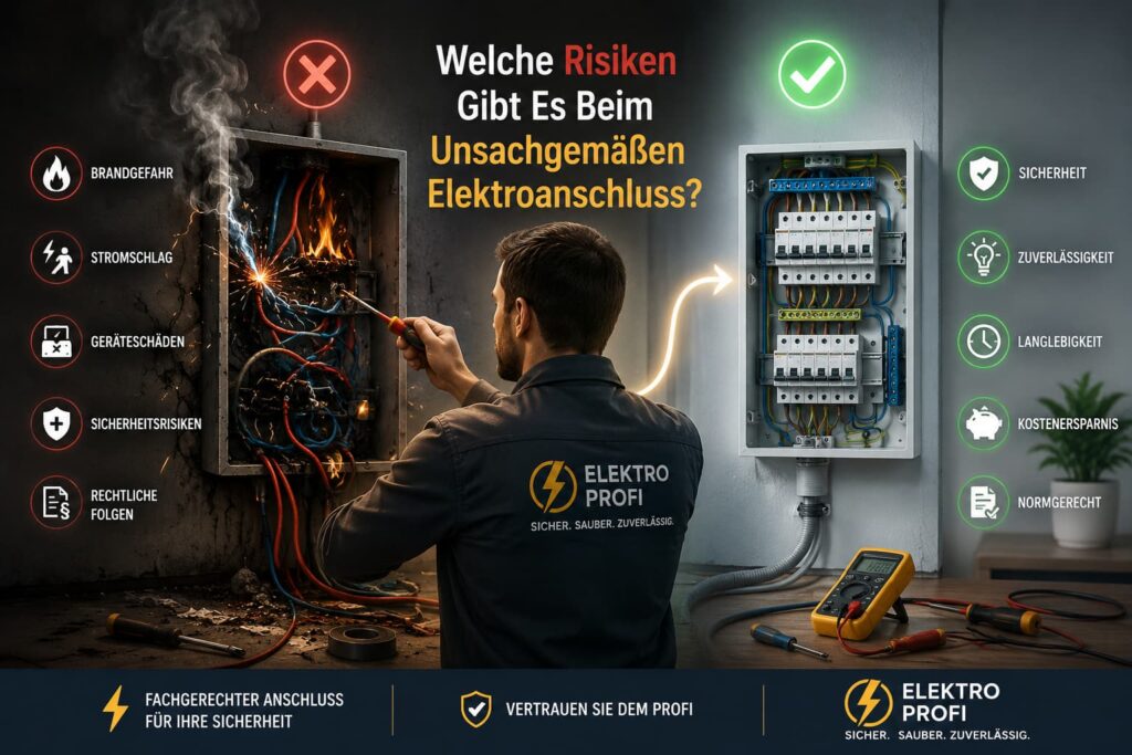 Elektriker repariert sicheren Schaltschrank und verhindert Stromausfall