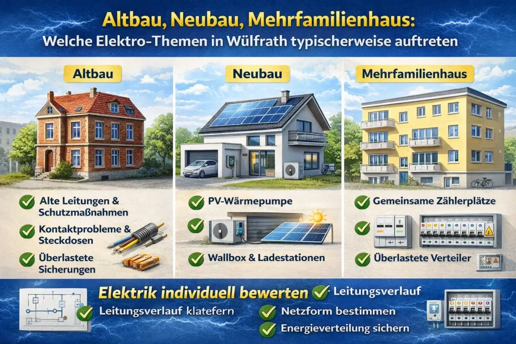 Altbau, Neubau, Mehrfamilienhaus: Welche Elektro-Themen in Wülfrath typischerweise auftreten