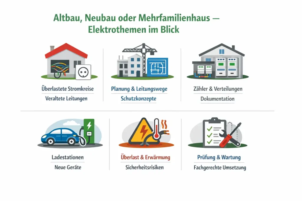 Altbau, Neubau oder Mehrfamilienhaus: Welche Elektro-Themen in Nettetal besonders häufig auftreten