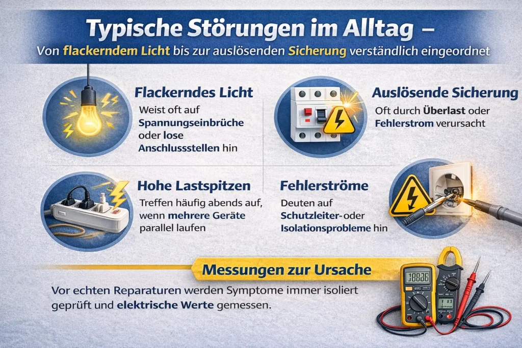 Typische Störungen im Alltag – von flackerndem Licht bis zur auslösenden Sicherung verständlich eingeordnet