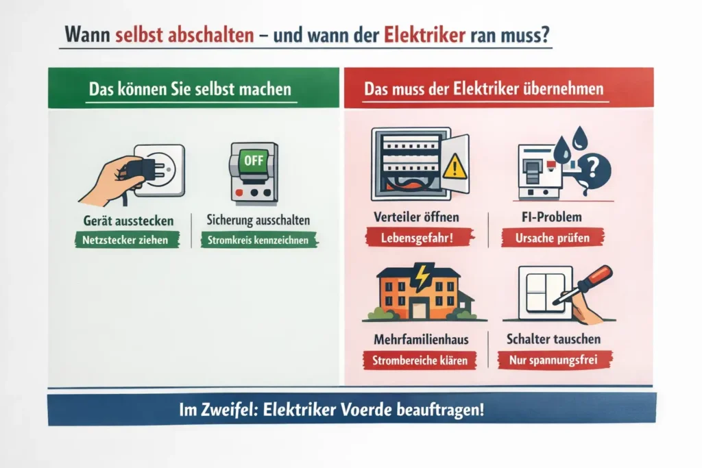 Wann Sie selbst abschalten können – und wann ein elektriker voerde zwingend übernehmen muss