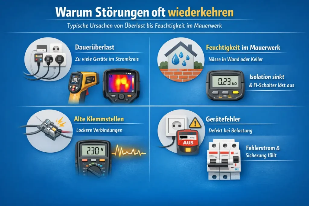 Warum Störungen oft wiederkehren: typische Ursachen von Überlast bis Feuchtigkeit im Mauerwerk