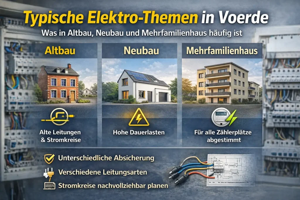 Was in Voerde bei Altbau, Neubau und Mehrfamilienhaus an der Elektrik typisch ist