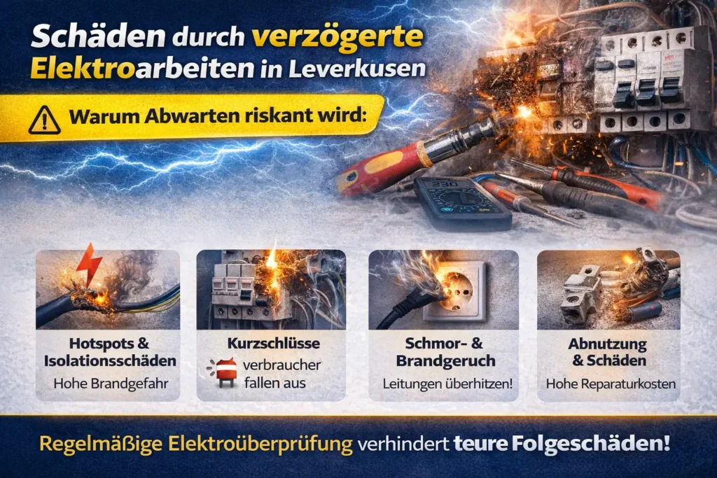 Welche Schäden durch verzögerte Elektroarbeiten in Leverkusen typisch sind – und warum Abwarten riskant wird