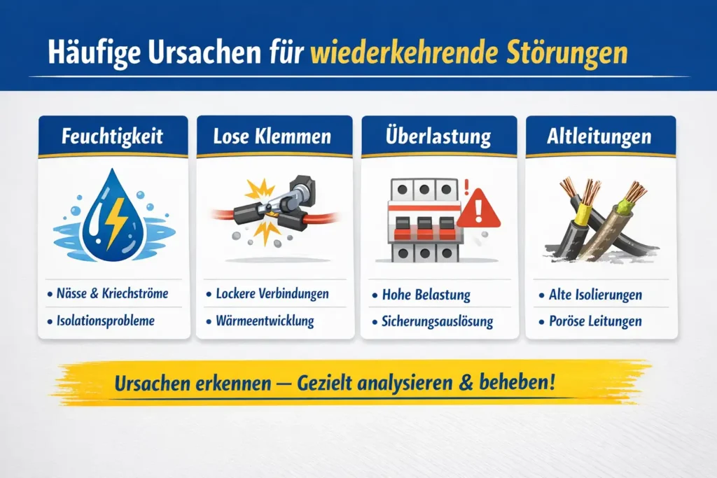 Welche Ursachen hinter wiederkehrenden Störungen stecken – Feuchtigkeit, lose Klemmen, Überlastung, Altleitungen