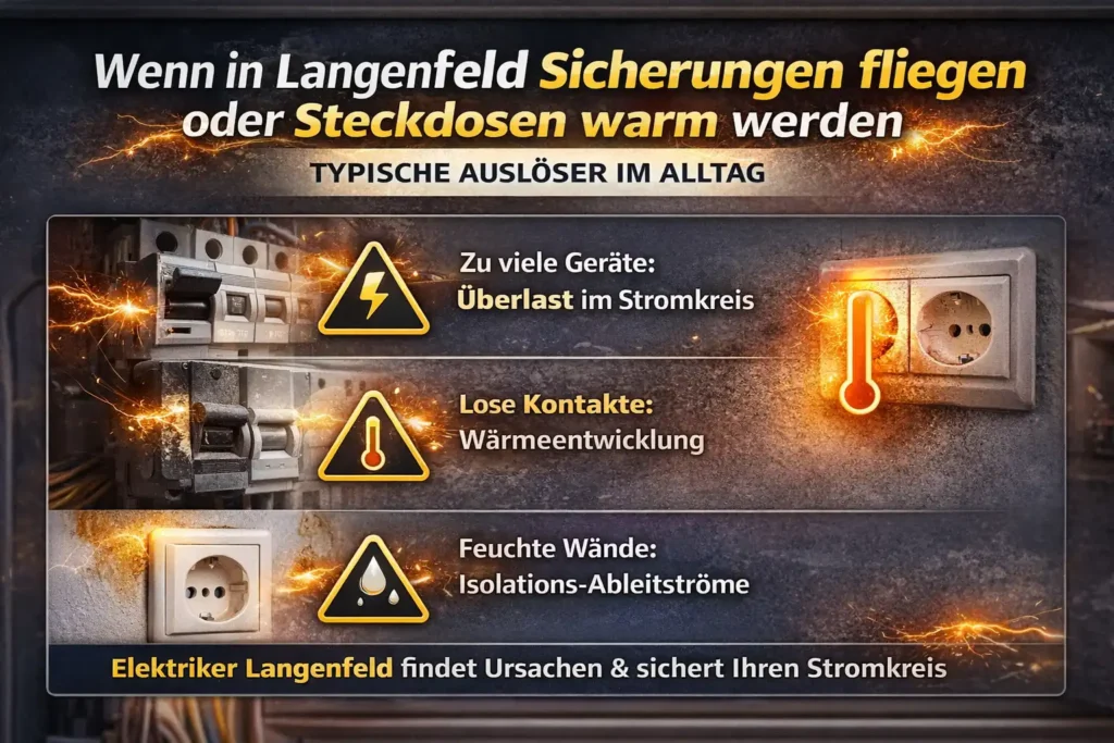 Wenn in Langenfeld Sicherungen fliegen oder Steckdosen warm werden: typische Auslöser im Alltag