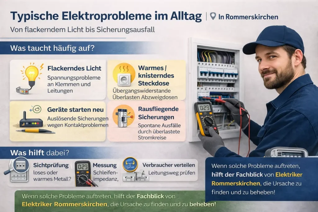 Wie sich typische Elektroprobleme in Rommerskirchen im Alltag bemerkbar machen – von flackerndem Licht bis Sicherungsausfall
