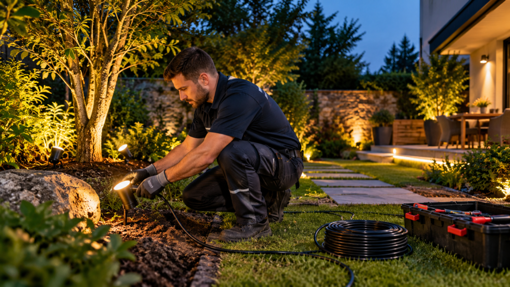 Professional Installing Warm Garden Lights