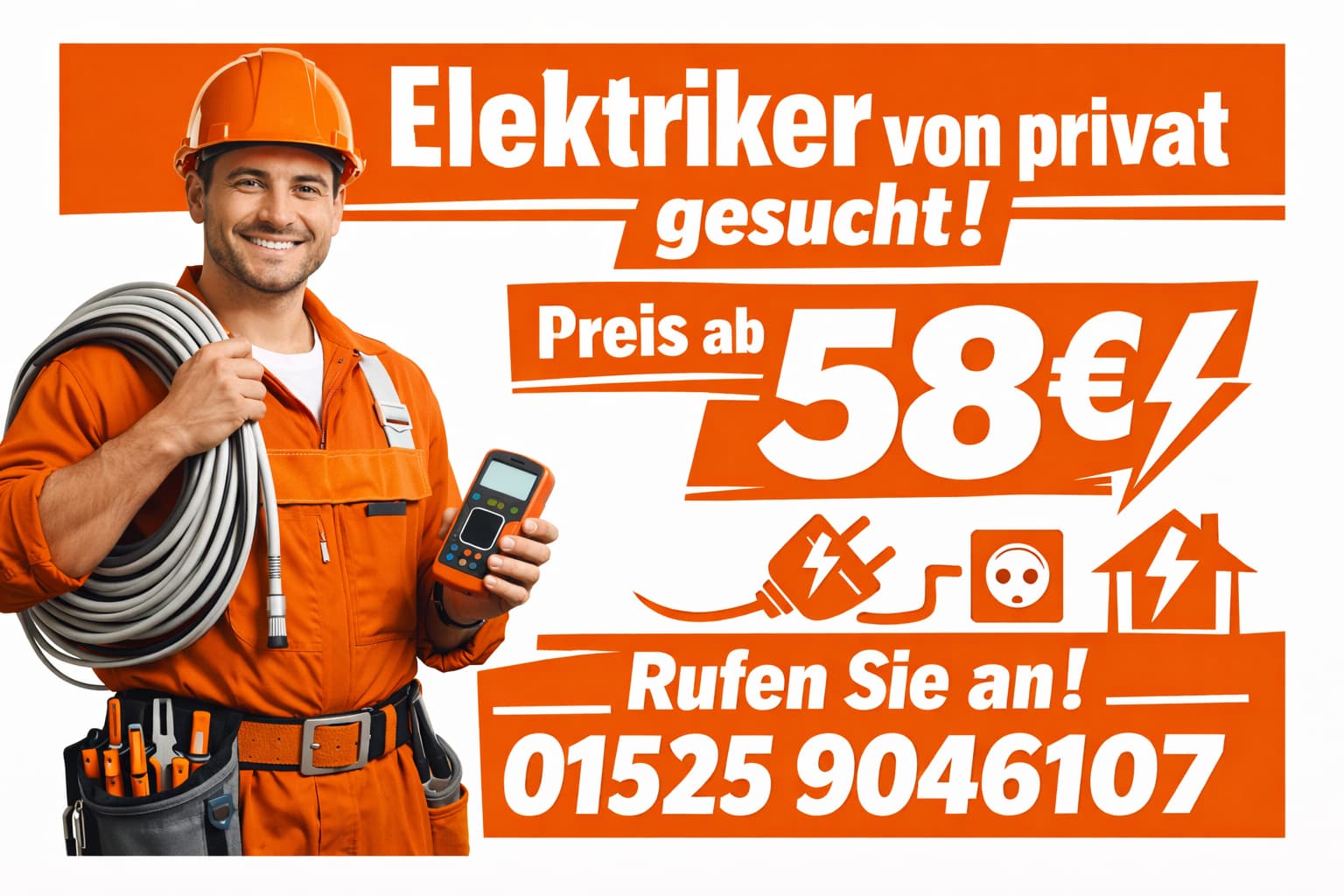 Elektriker von privat gesucht – ab 58€ | Notdienst