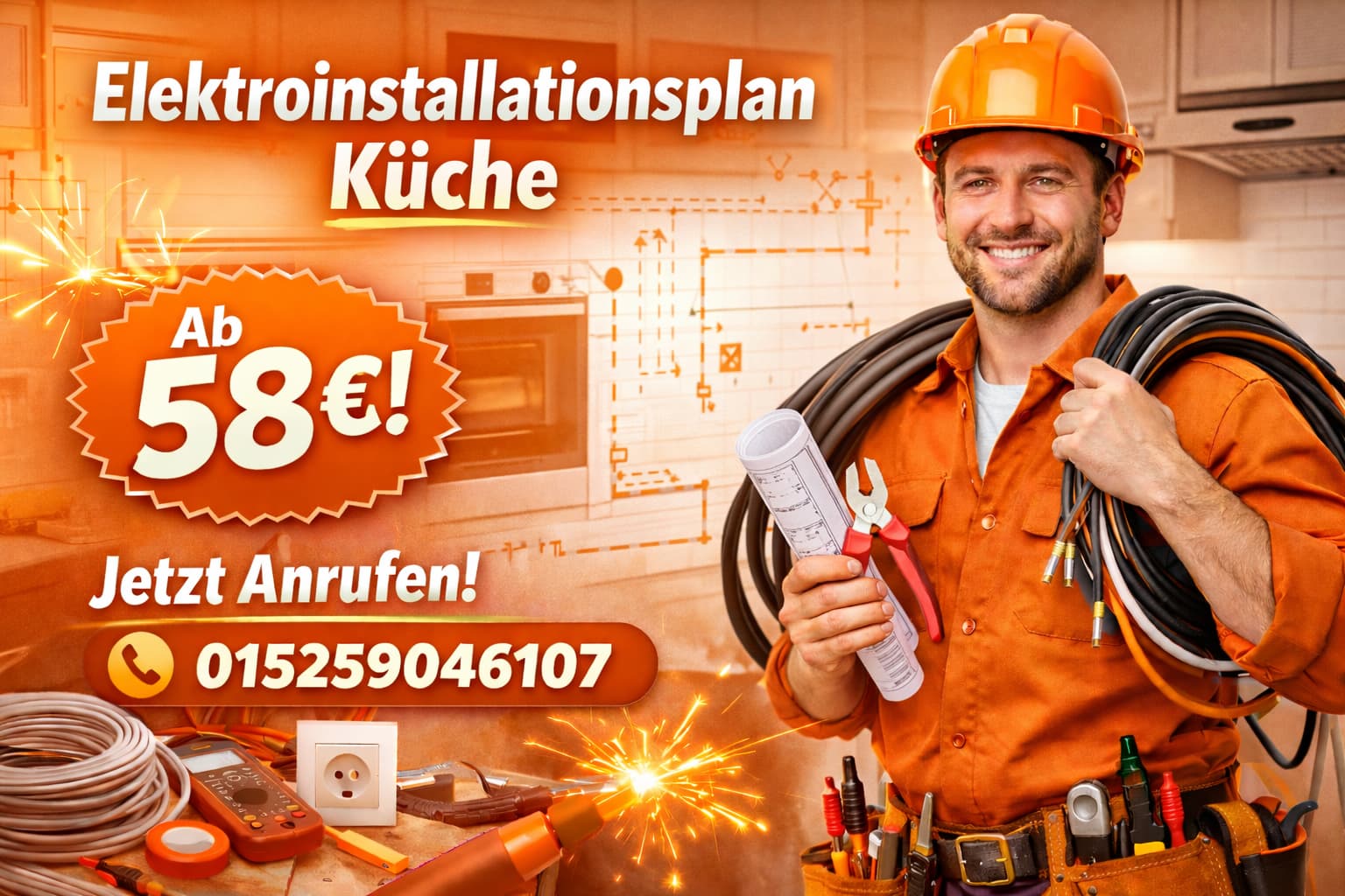 Elektroinstallationsplan Küche ab 58€ | 7 Tage Service