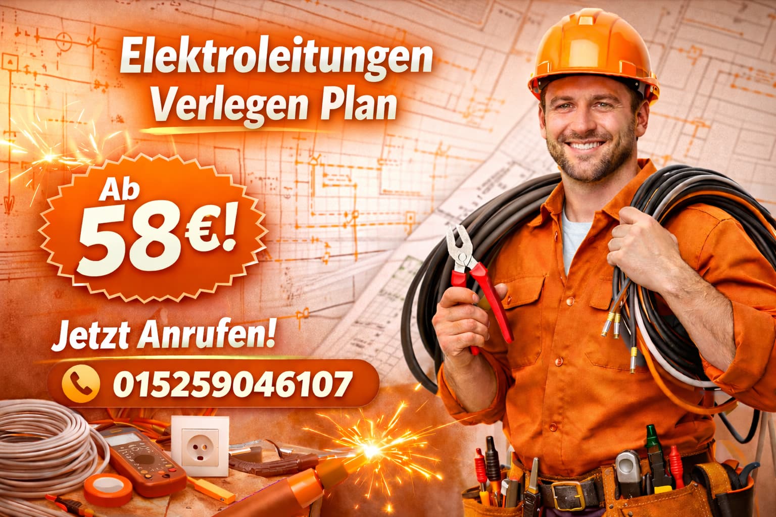 Elektroleitungen Verlegen Plan ab 58€ | 7 Tage Service