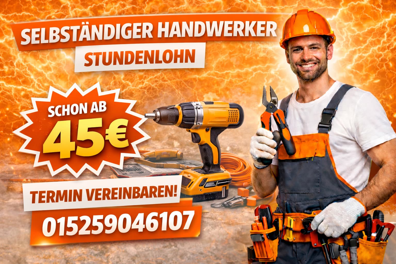 Selbstständiger Handwerker Stundenlohn | Service ab 58 Euro!