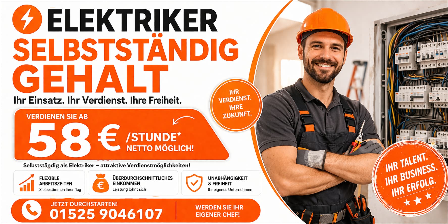 Elektriker selbstständig gehalt ab 58€ | 7 Tage Service