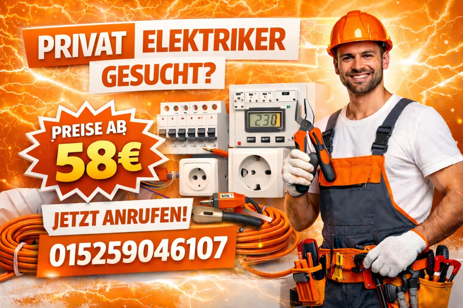 Privat Elektriker Gesucht | Schnelle Hilfe ab 58 Euro jetzt
