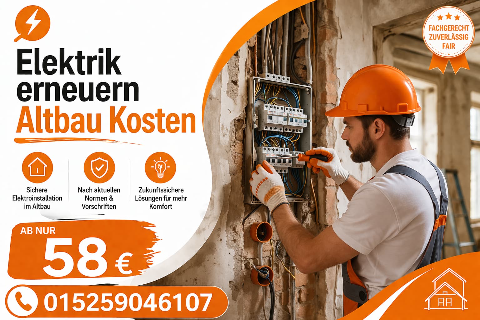 Elektrik erneuern Altbau Kosten ab 58€ | 24h Service