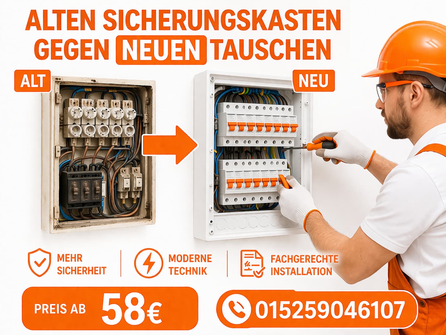 Alten Sicherungskasten gegen neuen tauschen ab 58€