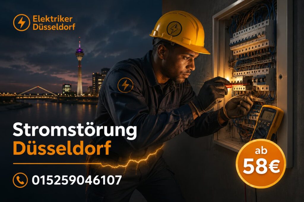 Experienced electrician providing fast electrical repair service in Düsseldorf