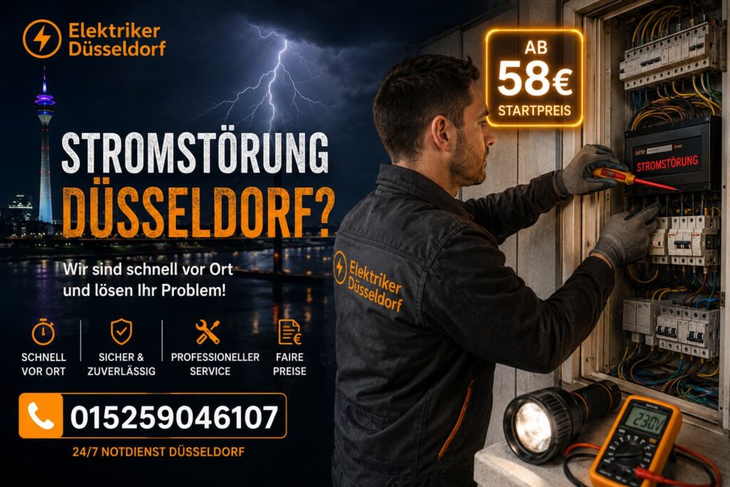 Elektriker bei der Fehlersuche im Schaltschrank mit 24/7 Notdienst