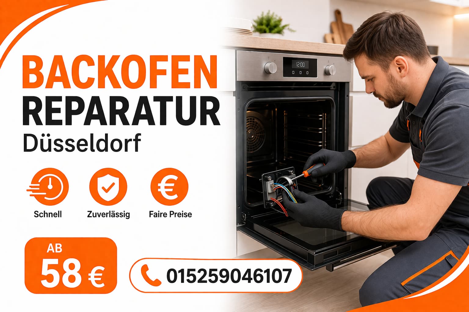 Backofen Reparatur Düsseldorf: Ihr Service ab 58€ – schnell & professionell