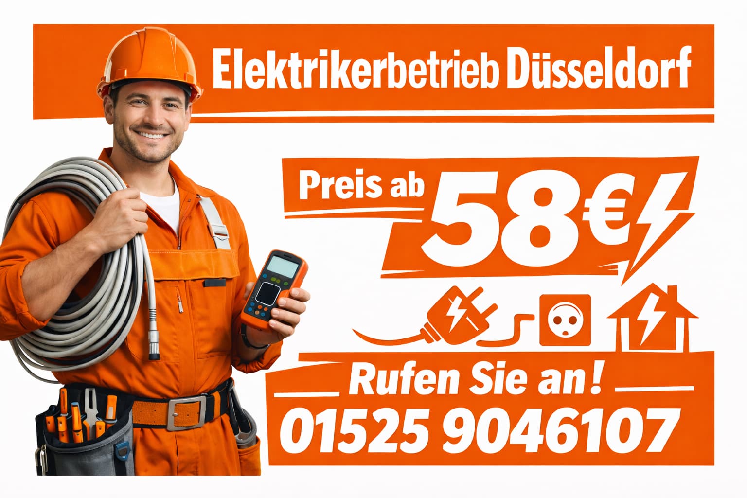 Elektrikerbetrieb Düsseldorf ab 58€ | 7 Tage Notdienst